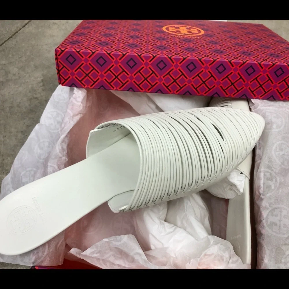 Tory Burch Sienna‎ Flat Slide Mules White Size 11